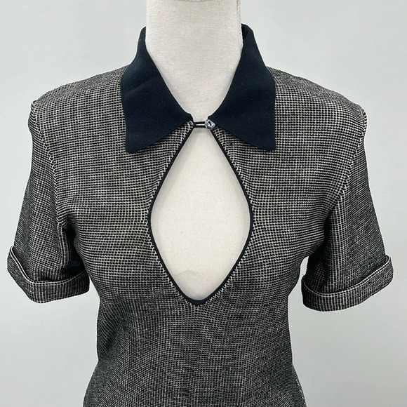 Mugler Vintage Knit Short Sleeve Fitted Cut Out Dress - Size Large - Picture 2 of 5